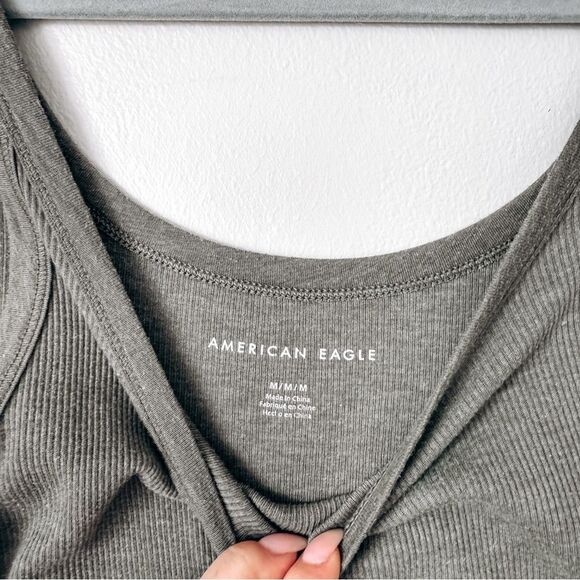 American Eagle Green Ribbed Classic Tank Size Medium - Picture 3 of 6
